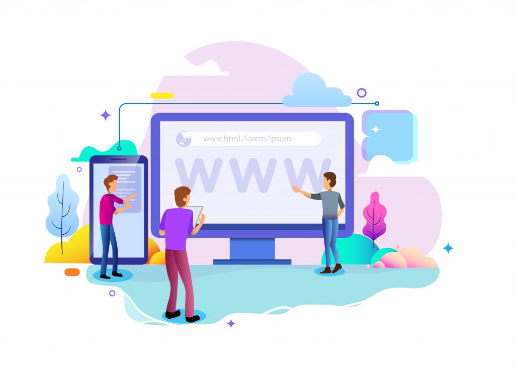Web design homepage concept of desktop Illustration. business strategy, analytics and brainstorming. Modern flat design concepts for website design ui/ux and mobile website development.